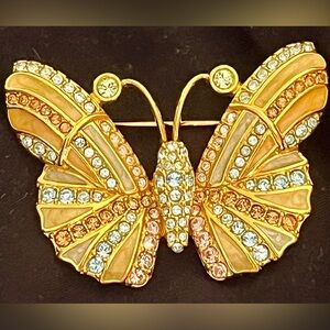 Swarovski Retired Rare Butterfly Brooch Pin w Certificate Enamel & Crystals Glam